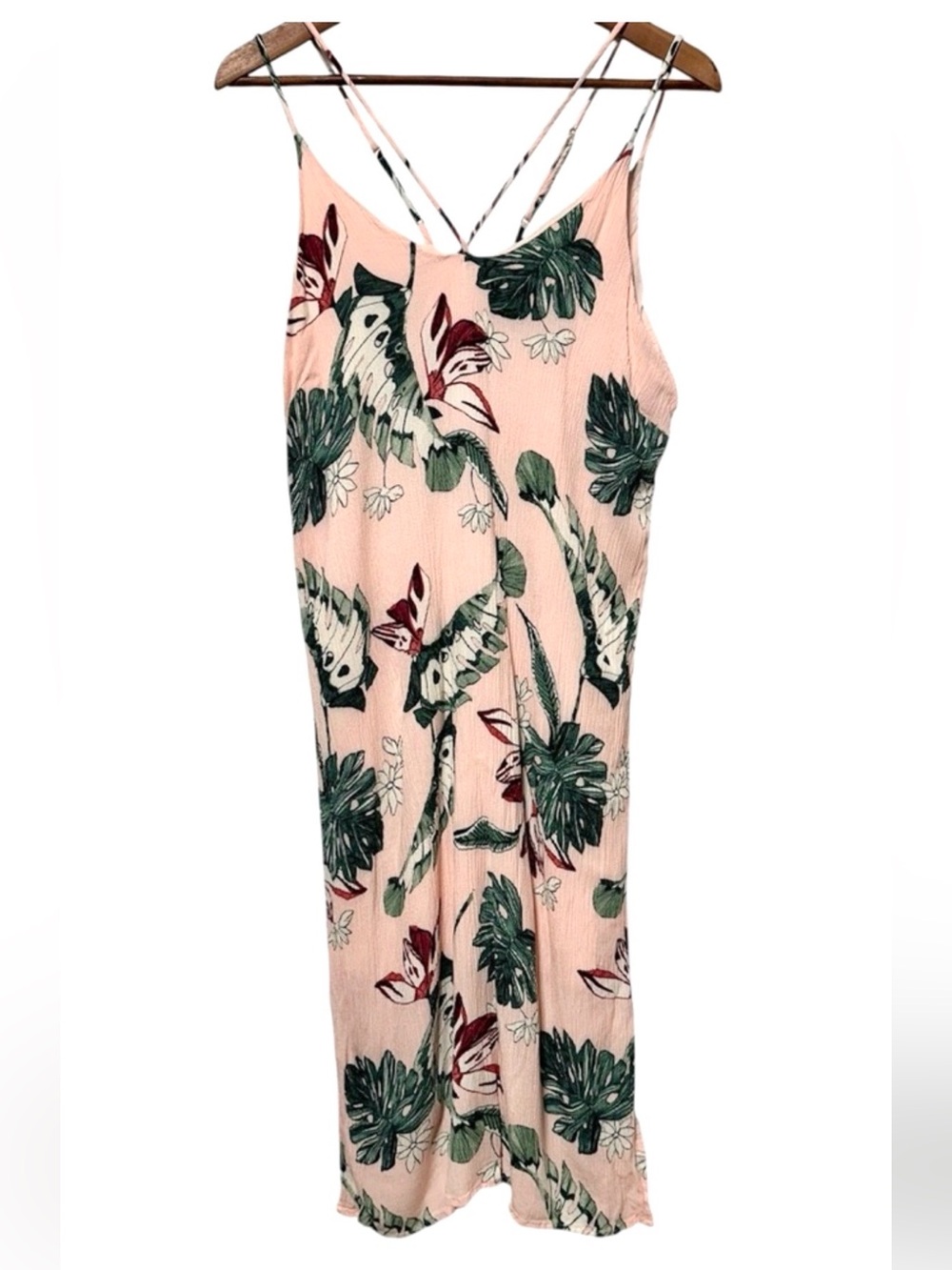 LUSH Tropical Palm Strappy Maxi Dress Resortcore Coquette Boho Vacation
